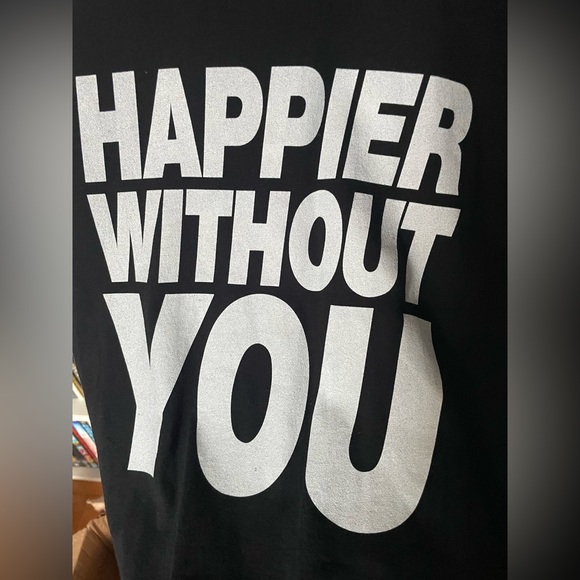 WWE Sami Zayn HAPPIER WITHOUT YOU Wrestling Black Graphic Tee - Picture 2 of 4